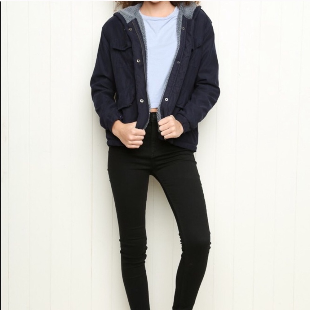 Brandy Melville Navy Sherpa lined jacket